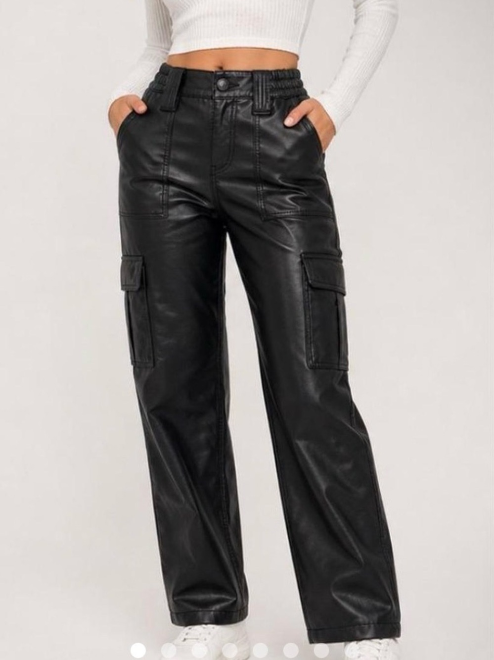 American Eagle Outfitters Black Faux Leather Cargo Pants